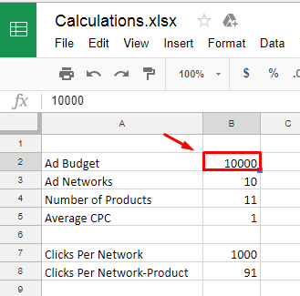 Calculations in excel